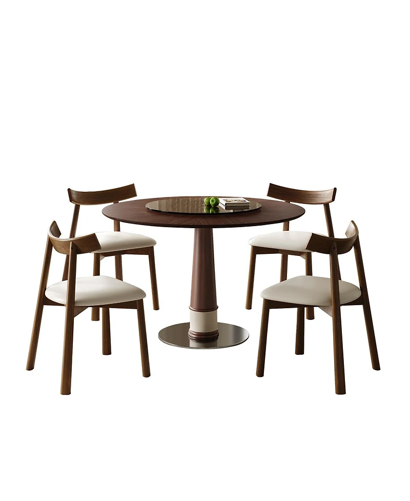 Streamdale Furniture Solid Wood Dining Table Set Chairs, Round Table, Lazy Susan, Retro Kitchen Set