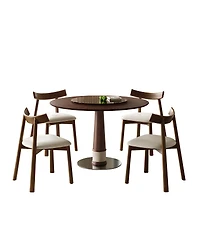 Streamdale Furniture Solid Wood Dining Table Set Chairs, Round Table, Lazy Susan, Retro Kitchen Set