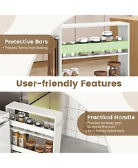 Sugift Narrow Mobile Serving Cart with Open Shelves for Kitchen Bathroom Living Room