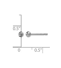 Curata Jewelry Solid 950 Platinum Classic Ball Stud Earrings 3mm