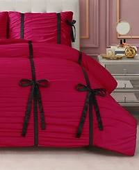 Juicy Couture Amelie Velvet Bows Ruched 3-Pc. Comforter Set