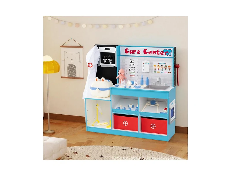 Slickblue Kids Wooden Medical Center Doctor Playset with Exam Area