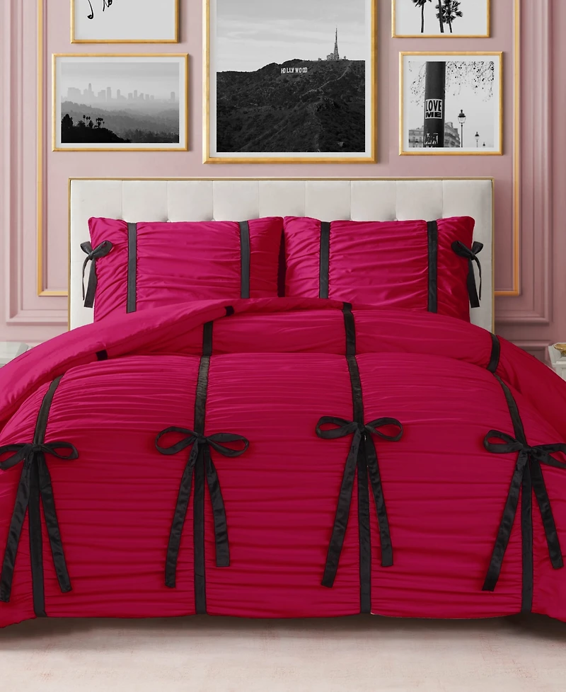 Juicy Couture Amelie Velvet Bows Ruched 2-Pc. Comforter Set, Twin/Twin Xl