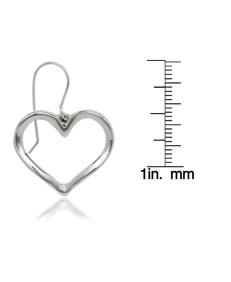 Curata Jewelry 925 Sterling Silver Large Open Heart Dangle Hook Earrings