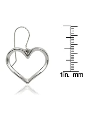 Curata Jewelry 925 Sterling Silver Large Open Heart Dangle Hook Earrings