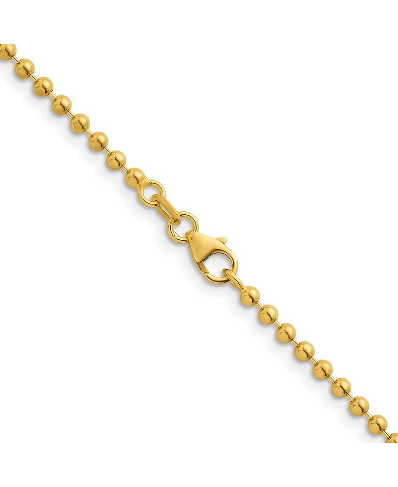Curata Jewelry Solid 18k Yellow Gold Italian 7.25 Inch 2.5mm Bead Chain Bracelet Link Bracelet