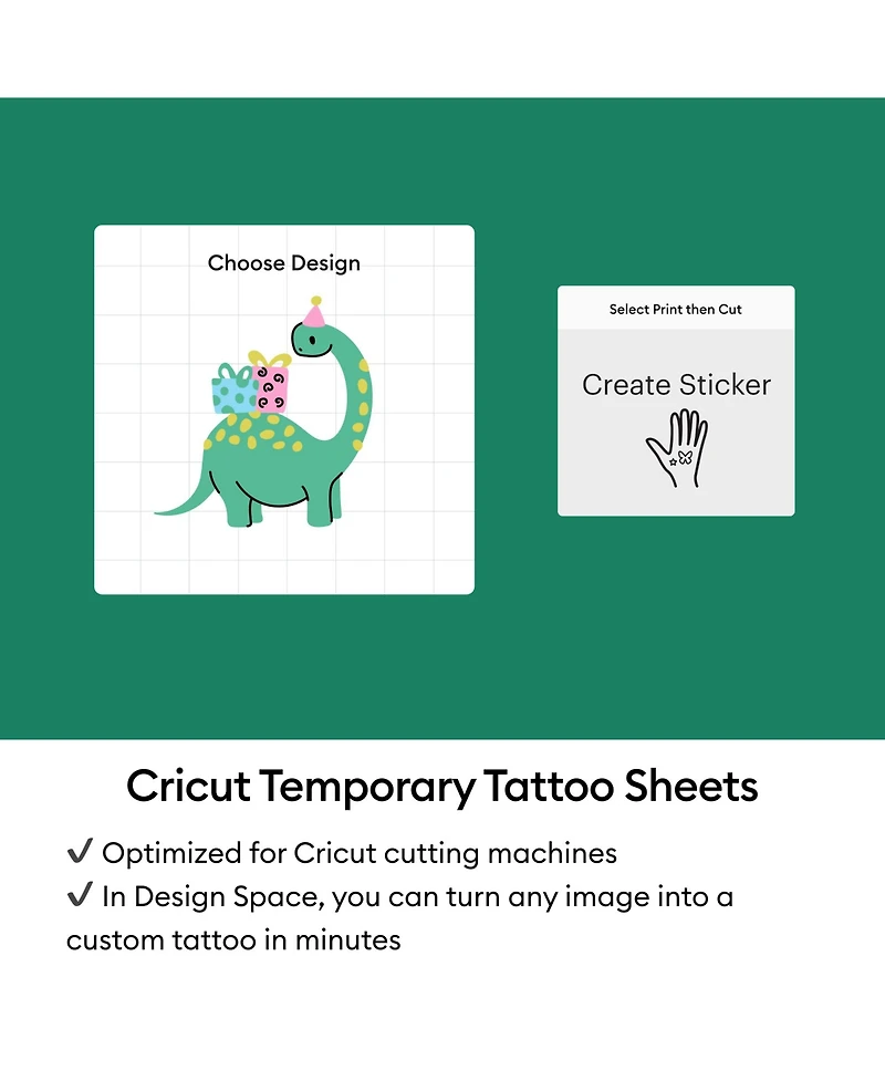 Cricut 8.5 in x 11 in Printable Temporary Tattoo Sheets 8 Count