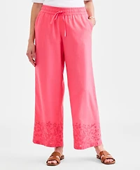 Style & Co Women's Embroidery Linen Blend Pull-On Pants, Macy's Exclusive