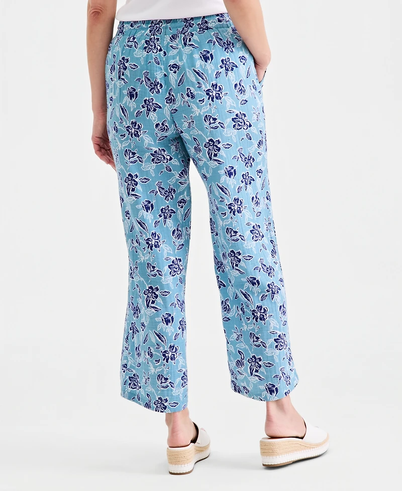Style & Co Women's Printed Cotton Gauze Pull On Pants, Macy's Exclusive