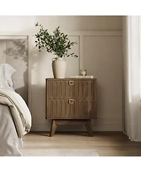 Yigii Modern Fluted Nightstand with 2 Drawers - Stylish Storage for Bedrooms