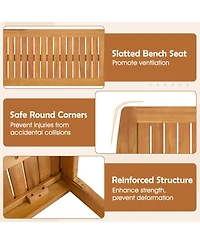 Gymax 3 Pieces Patio Dining Set w/1.97'' Umbrella Hole and Slatted Seats for Poolside