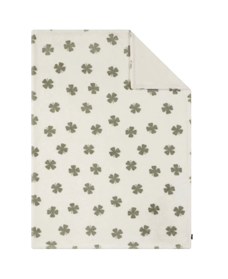 Lucky Brand Clover Toss Plush Throw, 50" x 70"