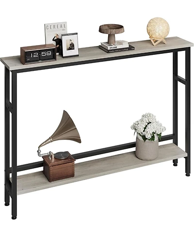 gaomon Sofa Table, 2 Tier Skinny Console Table with Adjustable Shelf, Slim Behind Couch Table for Living Room
