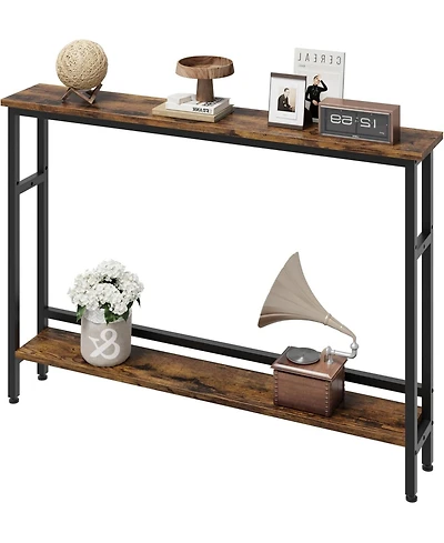 gaomon Sofa Table, 2 Tier Skinny Console Table with Adjustable Shelf, Slim Behind Couch Table for Living Room