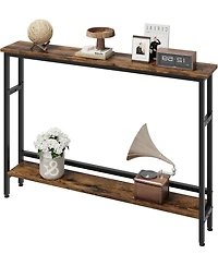 gaomon Sofa Table, 2 Tier Skinny Console Table with Adjustable Shelf, Slim Behind Couch Table for Living Room