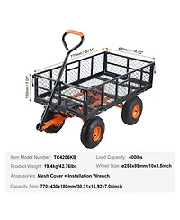 Sugift Metal Utility Wagon with 400 lbs Capacity & Dump Function