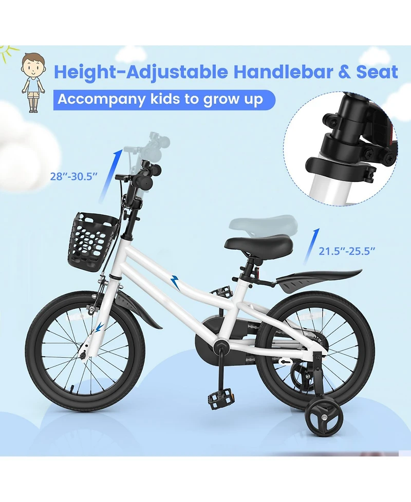 Mecale Kids Bike Adjustable with 2 Training Wheels