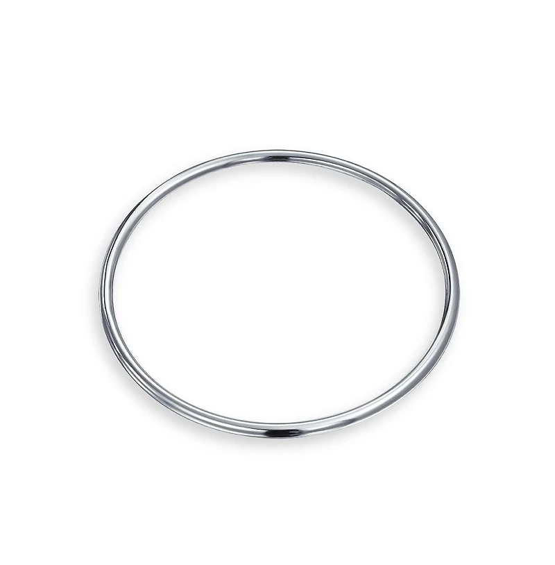 Bling Jewelry Classic Stackable 3MM Dome Round Edge .925 Sterling Silver Bangle Bracelet