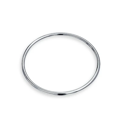 Bling Jewelry Classic Stackable 3MM Dome Round Edge .925 Sterling Silver Bangle Bracelet