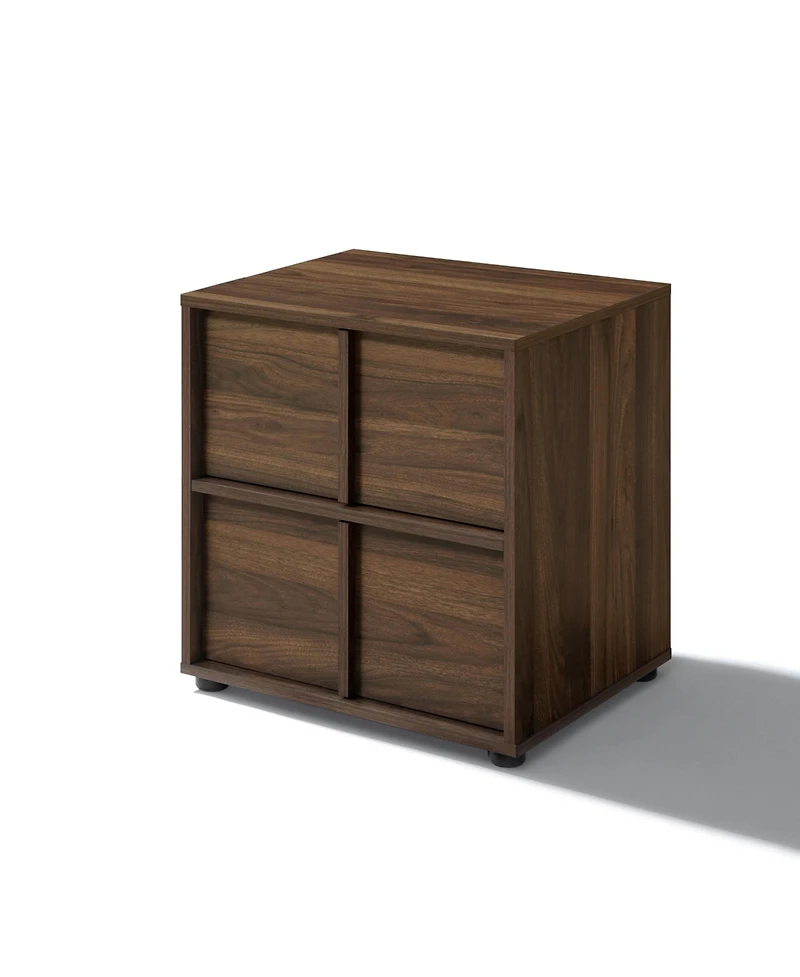 LuxenHome Walnut Nightstand And End Table with Two-Drawer Storage in Durable Manufactured Wood