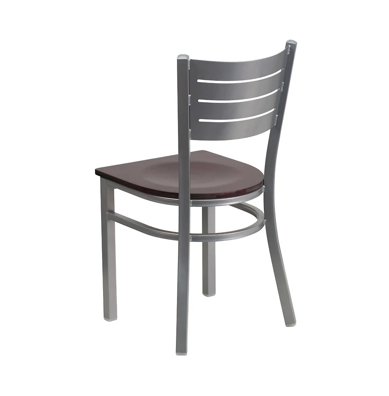 Emma+Oliver 2 Pack Silver Slat Back Metal Restaurant Chair