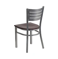 Emma+Oliver 2 Pack Silver Slat Back Metal Restaurant Chair
