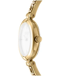 Dkny Women's White Dial Gold-Tone Stainless Steel Crystal Accented Jewelry Bracelet Watch, 26mm