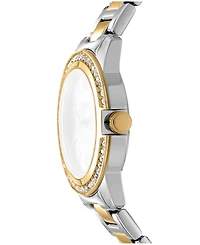 Dkny Women's White Mop Dial Crystal Bezel Two-Tone Gold Stainless Steel Bracelet Watch, 30mm