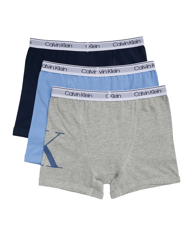 Calvin Klein Boys' 4-16 Logo Detail Boxer Briefs, 3-Pack