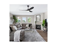 Sofucor 60-inch Modern Black 3-blade Ceiling Fan Light With Remote Control Supports Mobile Phone Connection And Voice Function