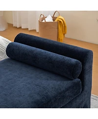 Streamdale Furniture Modern Chenille Chaise Lounge Couch with Armrests & Bolster Pillows