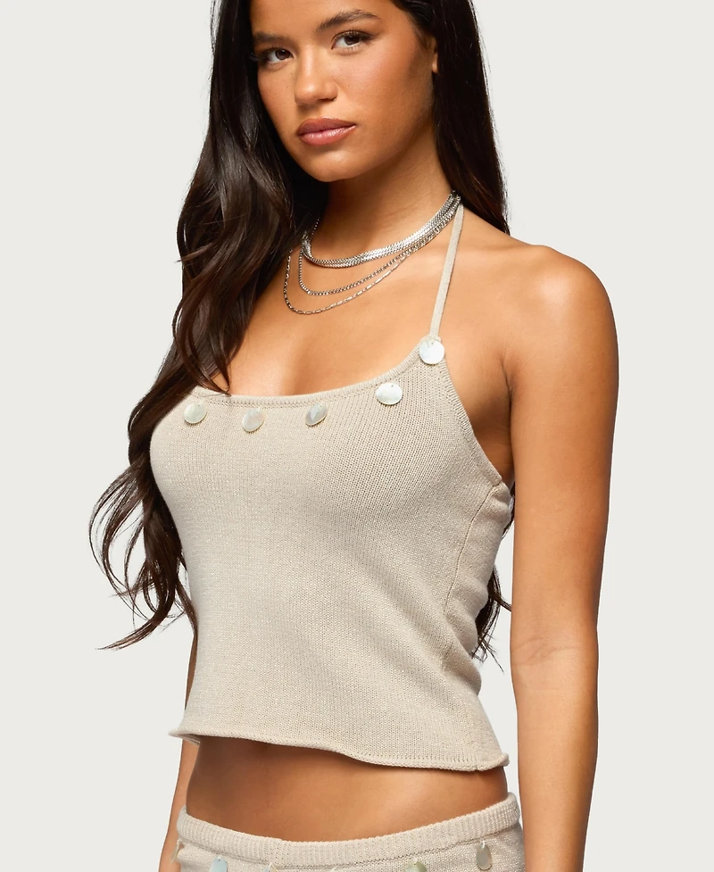 Edikted Women's Nicca Iridescent Knit Halter Top