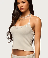 Edikted Women's Nicca Iridescent Knit Halter Top