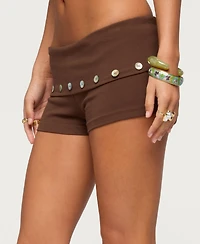 Edikted Women's Masha Iridescent Button Foldover Shorts