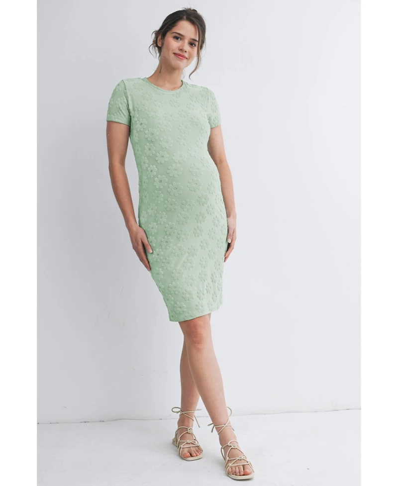 Hello Miz Maternity Floral Bodycon Short Sleeve Dress