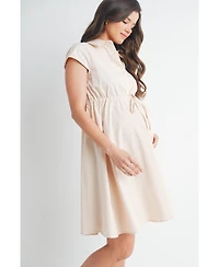 Hello Miz Maternity Button Front Empire Waist Shirt Dress Nursing Friendly