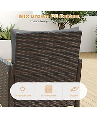 Gymax Set of 3 Outdoor Patio Pe Wicker Furniture w/Cushions & Tempered Glass Coffee Table