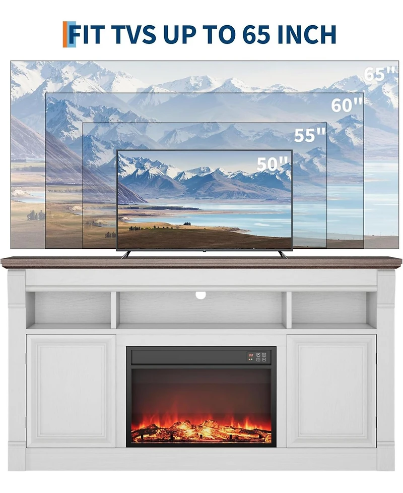gaomon 58 Inch Fireplace Tv Stand for Tv Up to 65 Inches, 30 Inch Fireplace Entertainment Center with Remote Control 3D, Console Table Tv Cabinet