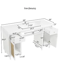 Sillysis 60" Wheelchair Accessible Bathroom Vanity with Smc Sink, Modern Storage Cabinet with Soft Close Drawers & Pine Legs