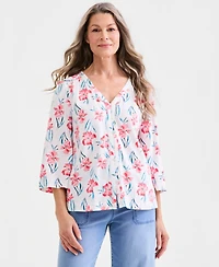 Style & Co Petite Printed V-Neck Top, Macy's Exclusive