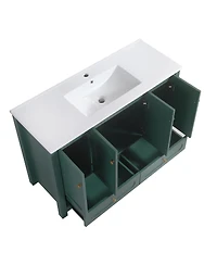 Sillysis 48" Bathroom Vanity with Integrated Ceramic Sink, Mdf Cabinet & Soft-Close Doors, Transitional Modern Storage for Elegant Decor