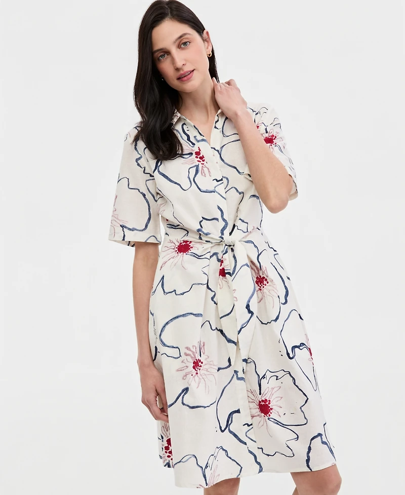 Tommy Hilfiger Women's Belted Midi Dress