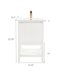 Sillysis 20" Solid Wood Bathroom Vanity with Sink & Door-Mounted Shelf, Modern Compact Pre-Assembled for Small Spaces-Sillysis