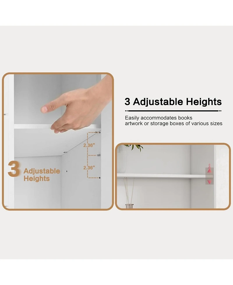 gaomon 6-Tier Bookshelf with Door and 3 Drawers, 71" Tall Bookcase with 3-Tier Open Shelves