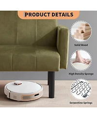 gaomon 75.5” Convertible Futon Sofa Bed, Linen Flannel Small Couch Sofa with Wood Legs & 700lbs Capacity