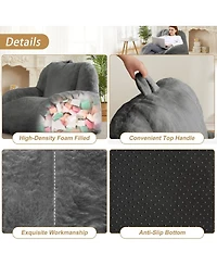 gaomon Giant Bean Bag Chair, Faux Fur Stuffed Bean Bag Couch with Filler, Bean Bag Chair for Adults, Big Lazy Sofa Floor Sofa with Handle