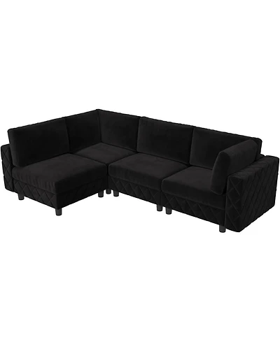 gaomon Modular Sectional Sofa, 4 Seat High Density Sponges Cloud Couch L Shaped Sofa, Velvet Couch with Upholstered for Living Room