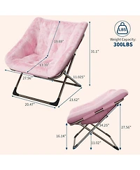 gaomon Comfy Chair for Adults, Foldable Living Room Chairs, Soft Faux Fur Folding Lounge for Bedroom Living Room Dorm Rooms