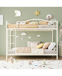 gaomon Bunk Bed Twin Over Twin, Heavy Duty Metal Bunk Bed with Safety Guardrail & Ladder, 400 Lbs Weight Capacity, Space-Saving Design, Noise Free