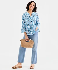 Style & Co Women's Printed Ruffle Sleeve Top, Macy's Exclusive